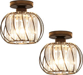 2 pièces Plafonnier en Cristal Moderne E27 Base Cage Lampe de Plafond